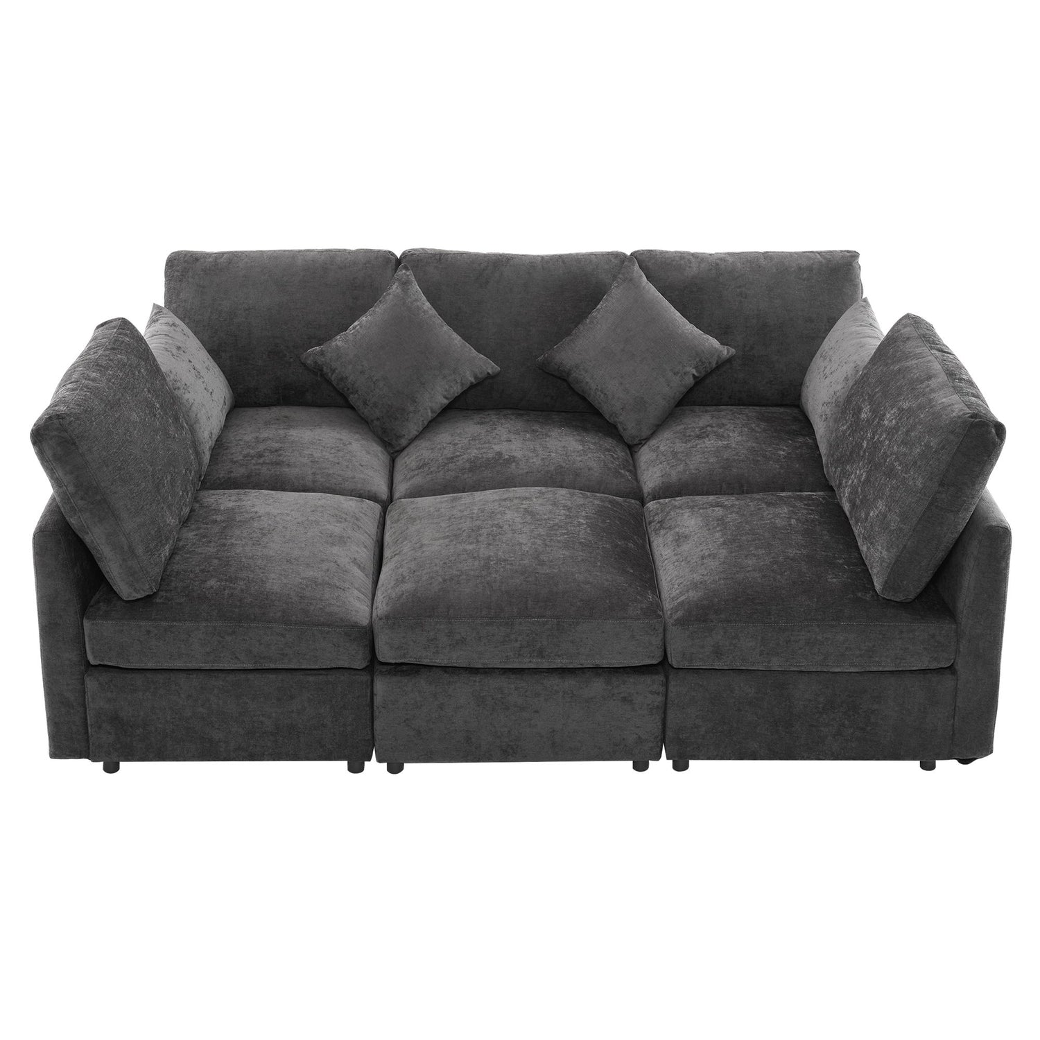 Sectional Sofa Modular U-Shaped With Ottoman &amp; USB Ports
