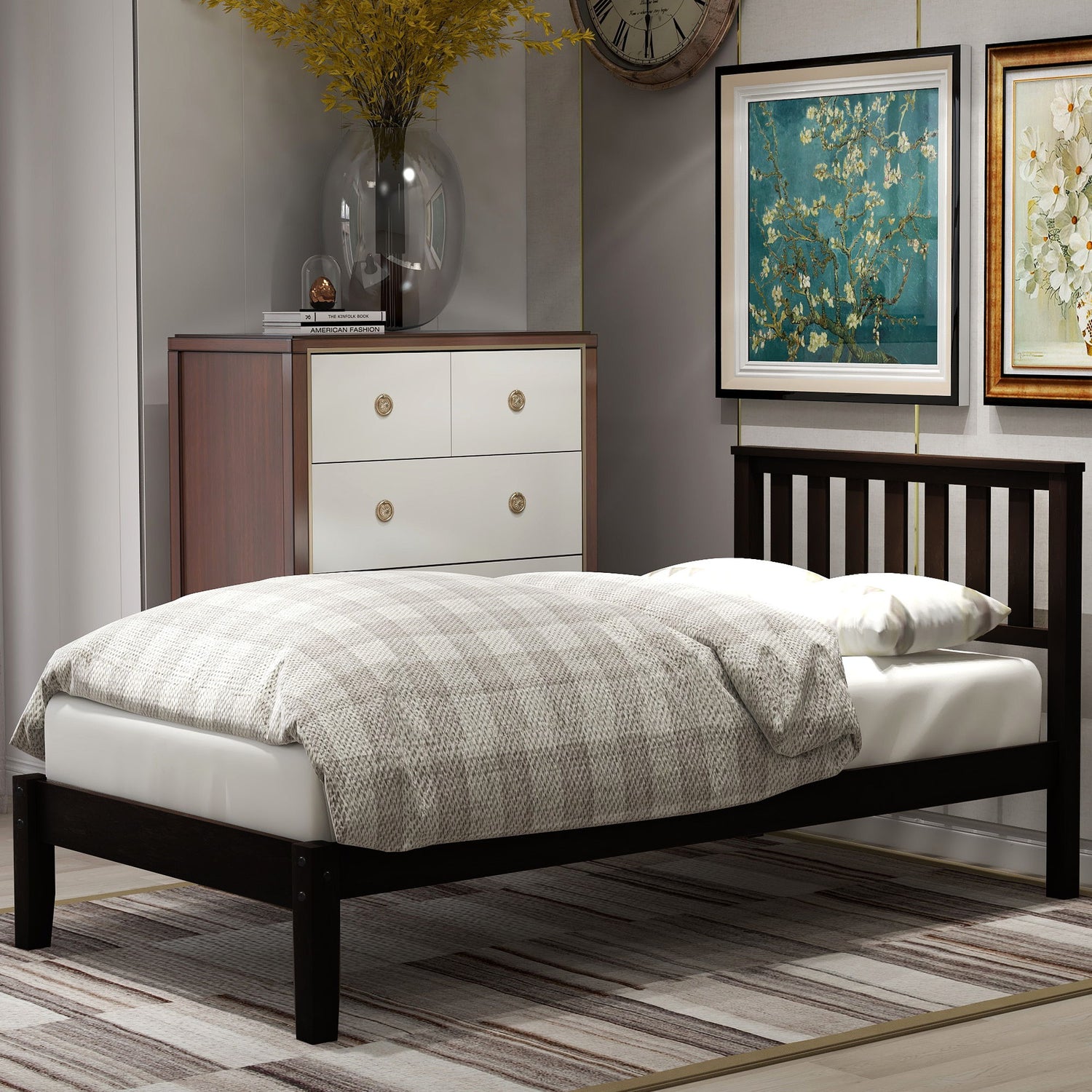 Platform Bed With Headboard, Footboard, Slat Support