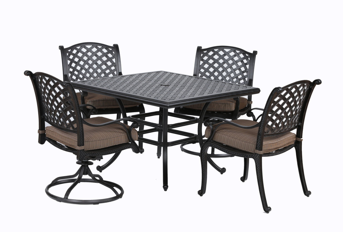 Square 4 Person 43.19&quot; Long Aluminum Dining Set With Cushions