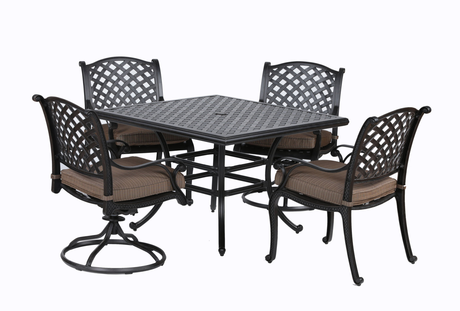 Square 4 Person 43.19&quot; Long Aluminum Dining Set With Cushions