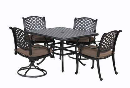 Square 4 Person 43.19&quot; Long Aluminum Dining Set With Cushions