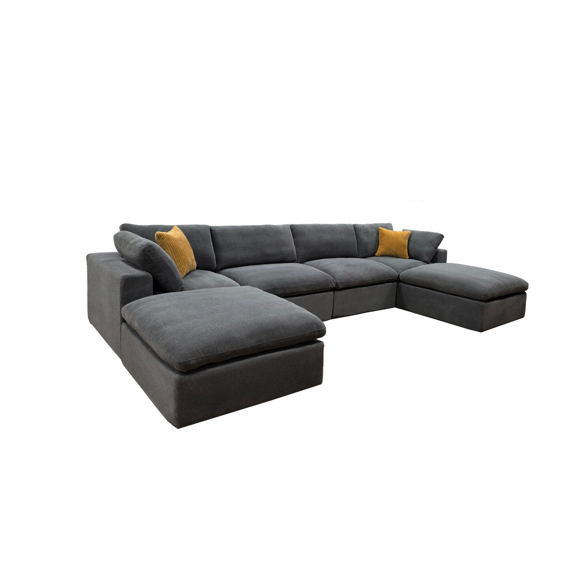 Upholstery Full Compressed Modular Sectional With Toss Pillows - Light Gray