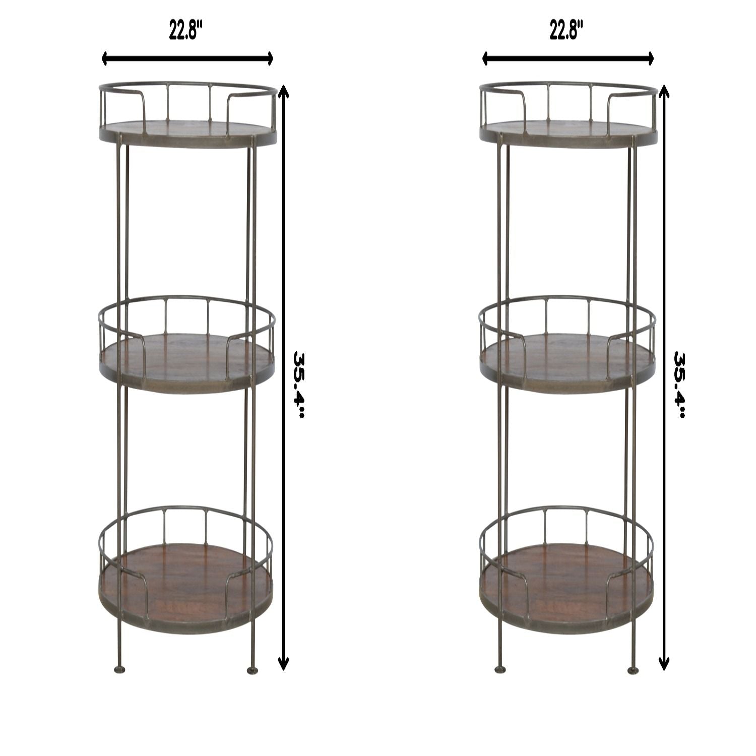 Industrial Round Butler Tray Table - Chestnut