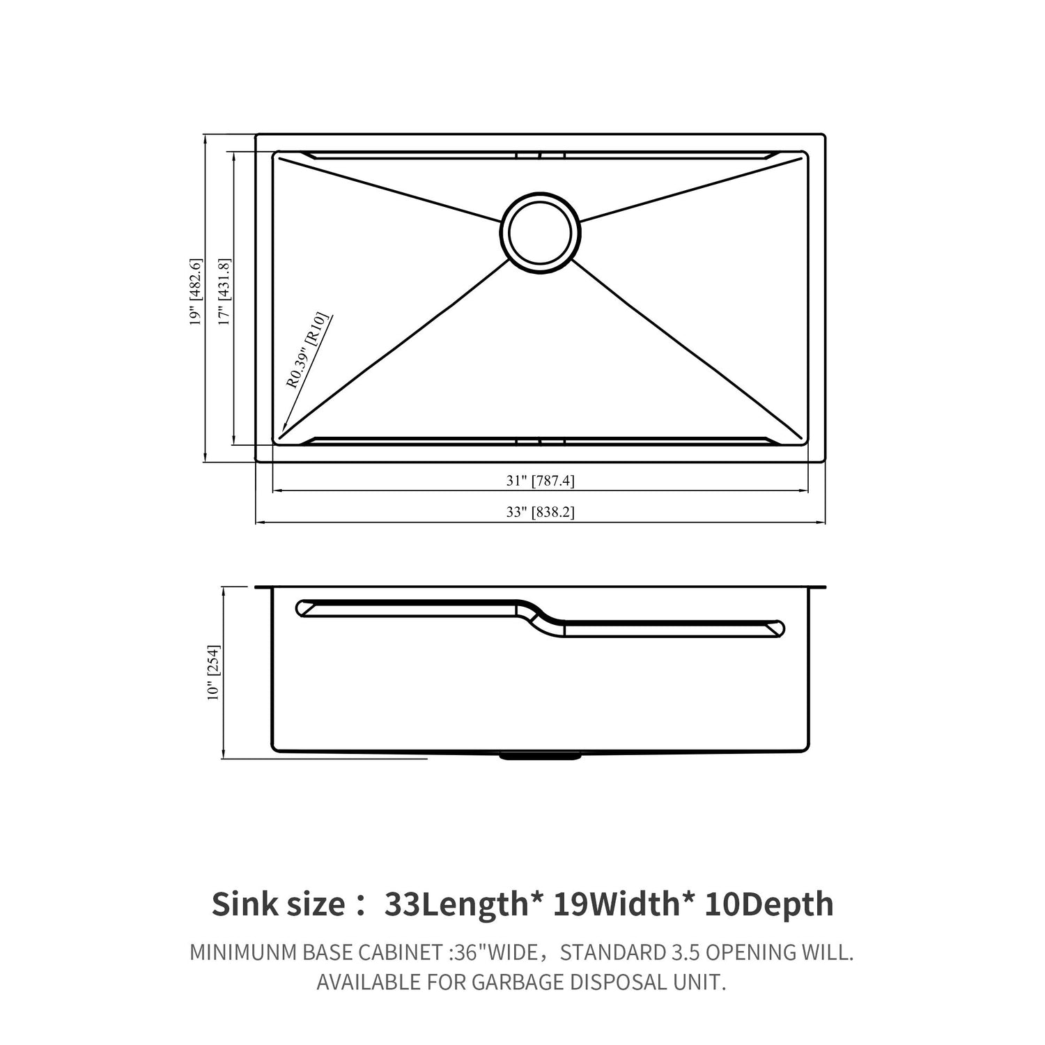 33&quot; Undermount Kitchen Sink Single Bowl Ledge Workstation In 16 Gauge Stainless Steel - White