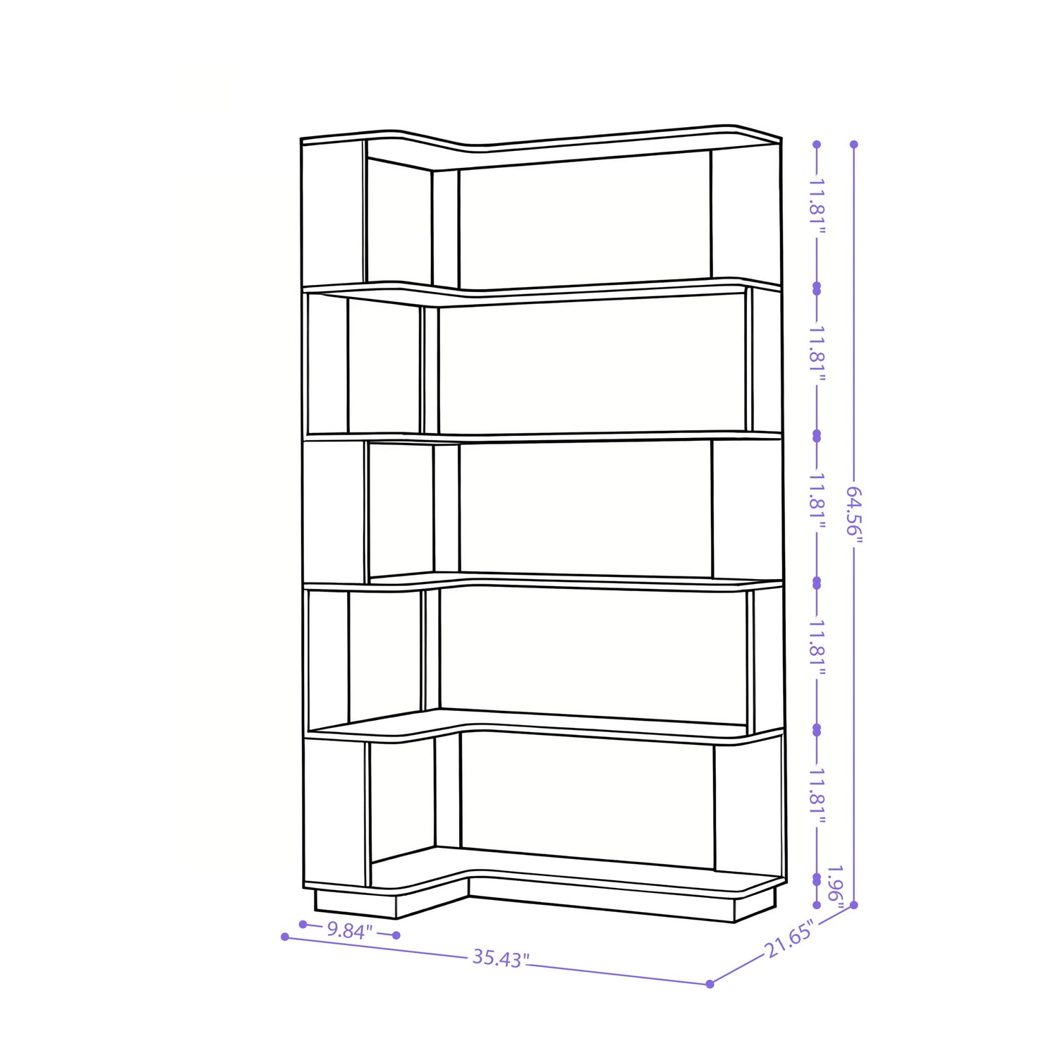L-Shaped Design Corner Bookshelf