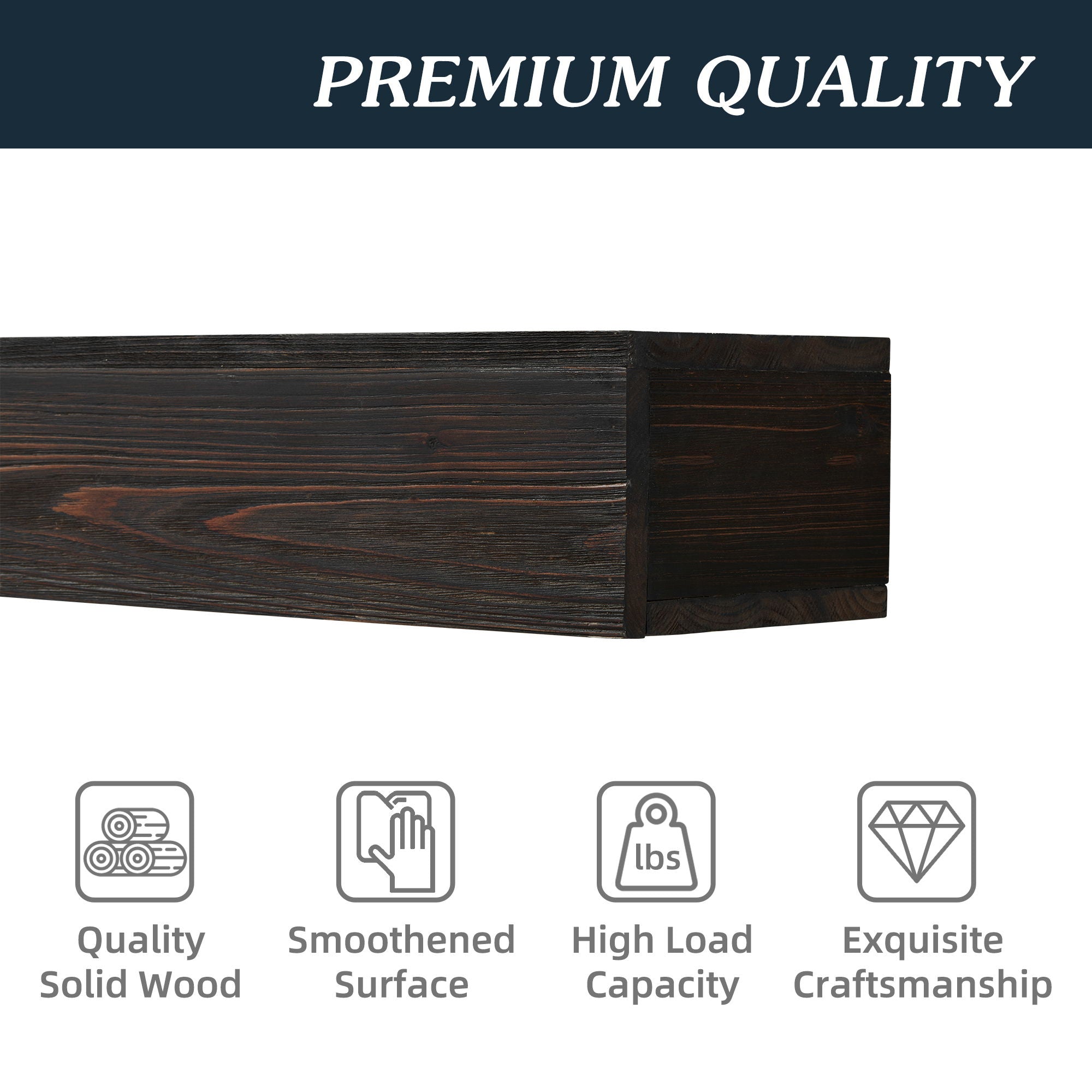Rustic Wood Fireplace Mantel, Wall-Mounted &amp; Floating Shelf For Home Decor