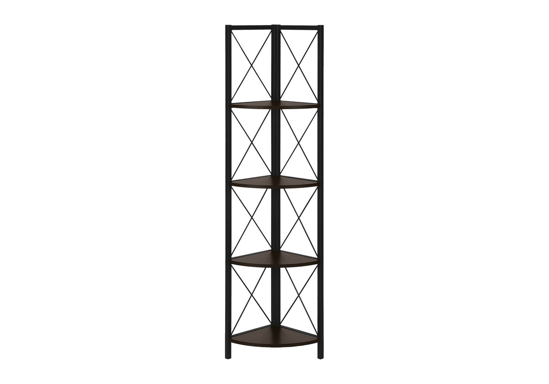 Bookshelf, Bookcase, Etagere, Corner, 4 Tier, Office, Marble Look Contemporary &amp; Modern