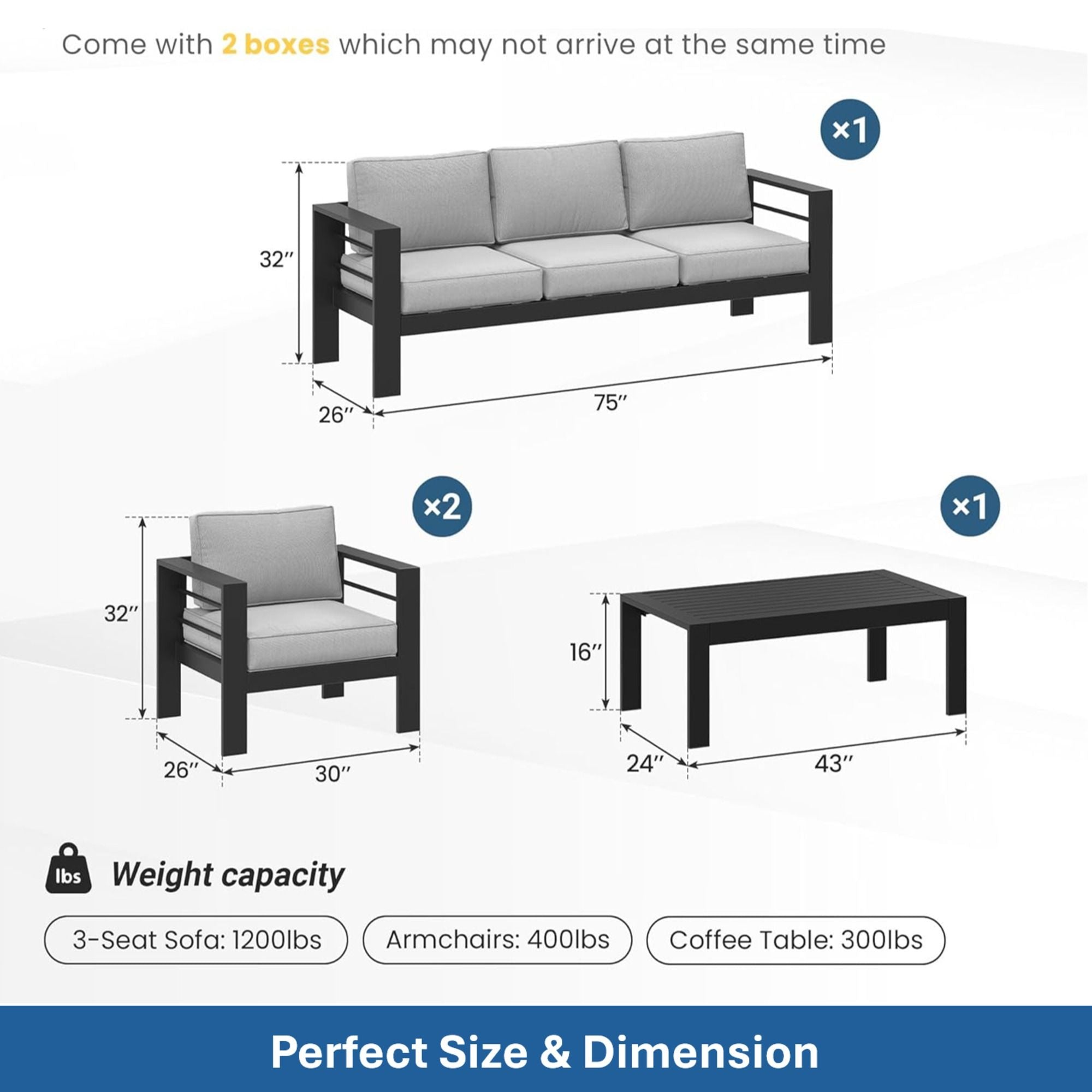 Outdoor Patio Set, All-Weather With Thick Cushions
