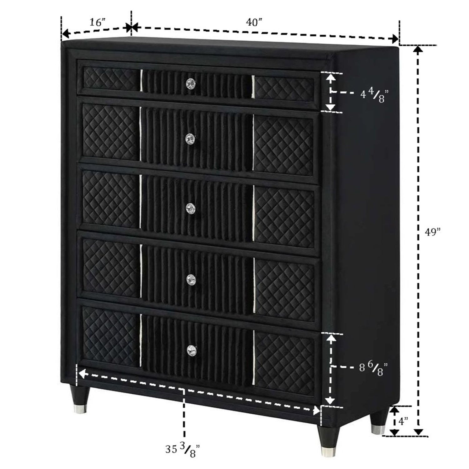 1 Piece Tall Chest Upholstery Textured - Black