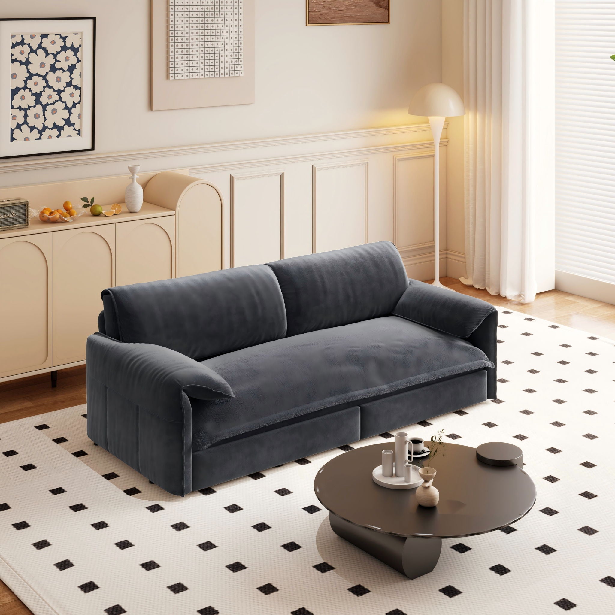 Queen Pull Out Sofa Bed With Side Storage