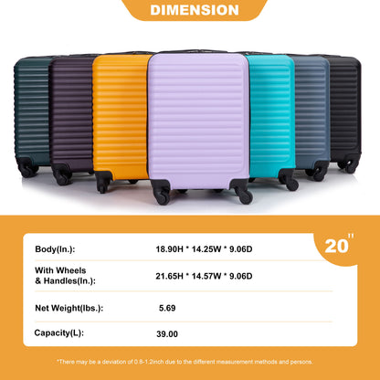 20&quot; Carry On Luggage Lightweight Suitcase, Spinner Wheels