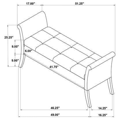 Pasley - Rolled Arm Storage Bench