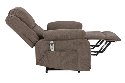 Electric Power Recliner Chair With Massage For Elderly ,Remote Control Multi-function Lifting, Timing, Cushion Heating Chair With Side Pocket Brown