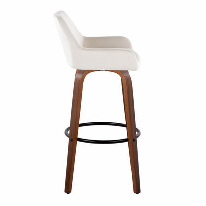 Daniella - Contemporary Fixed Height, Barstool &amp; Swivel And Round Footrest (Set of 2)