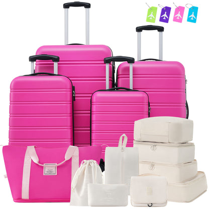 Hardshell Luggage Sets 4 Pieces + Bag Spinner Suitcase With Tsa Lock Lightweight - 16&quot; / 20&quot; / 24&quot; / 28&quot; Luggages