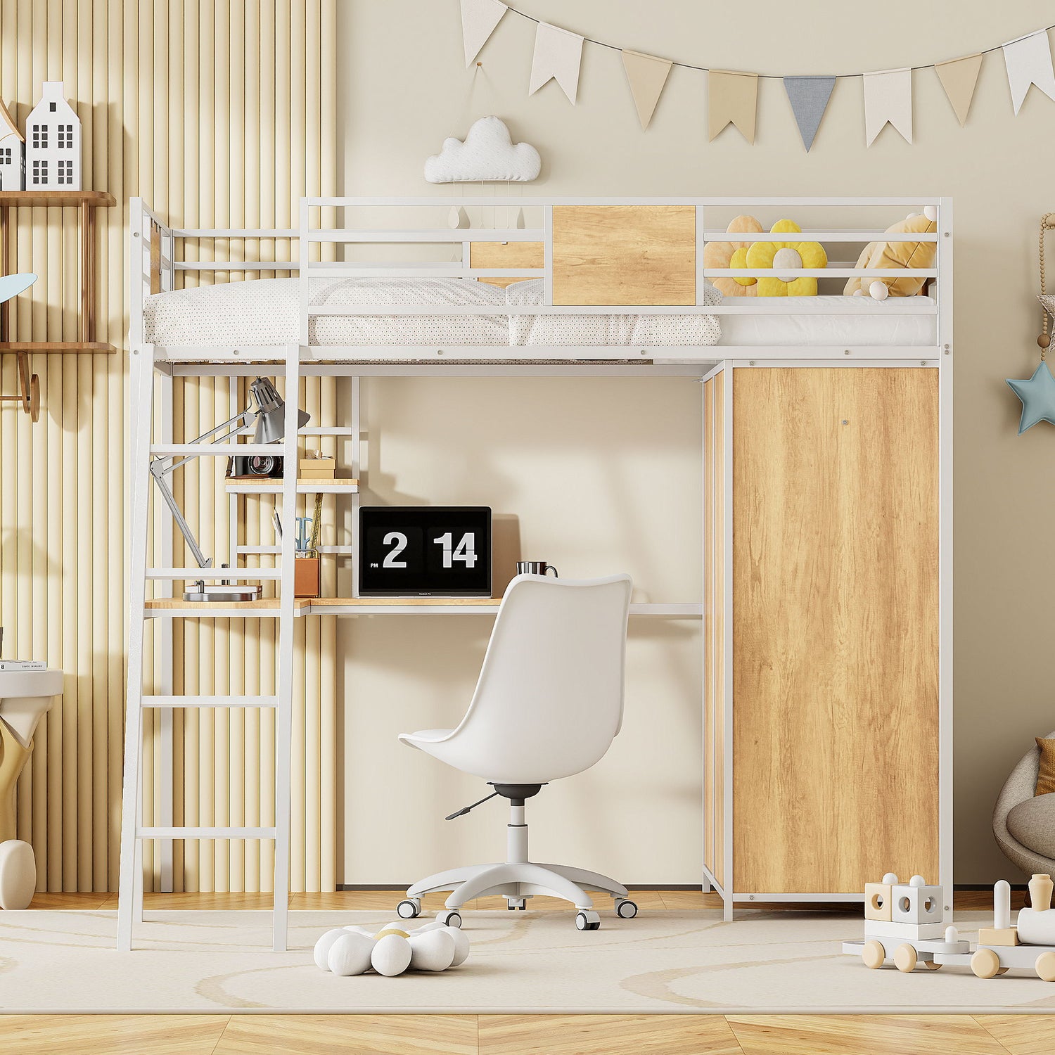 Loft Bed With L Shape Desk And Wardrobe