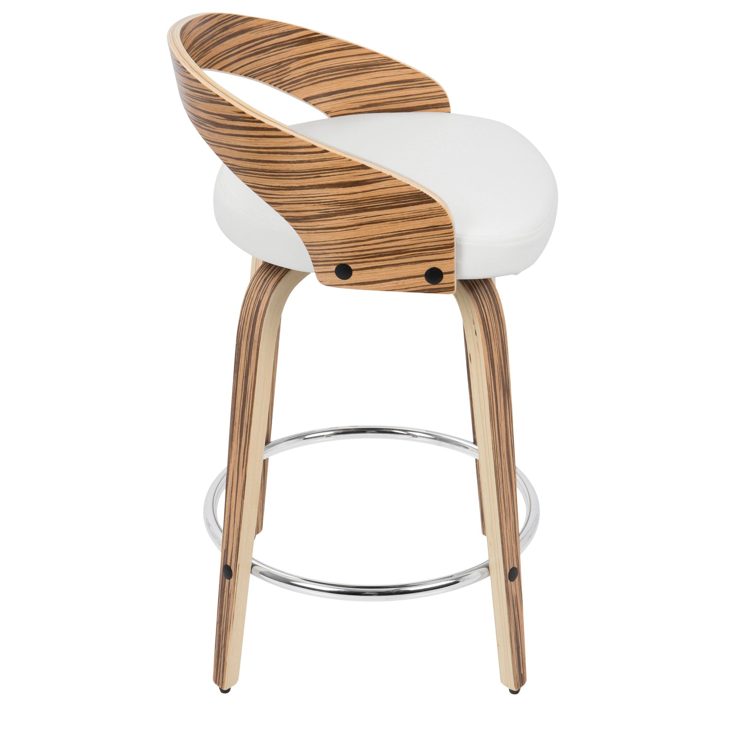 Grotto - Contemporary Fixed Height Counter Stool &amp; Swivel With Round Footrest (Set of 2)