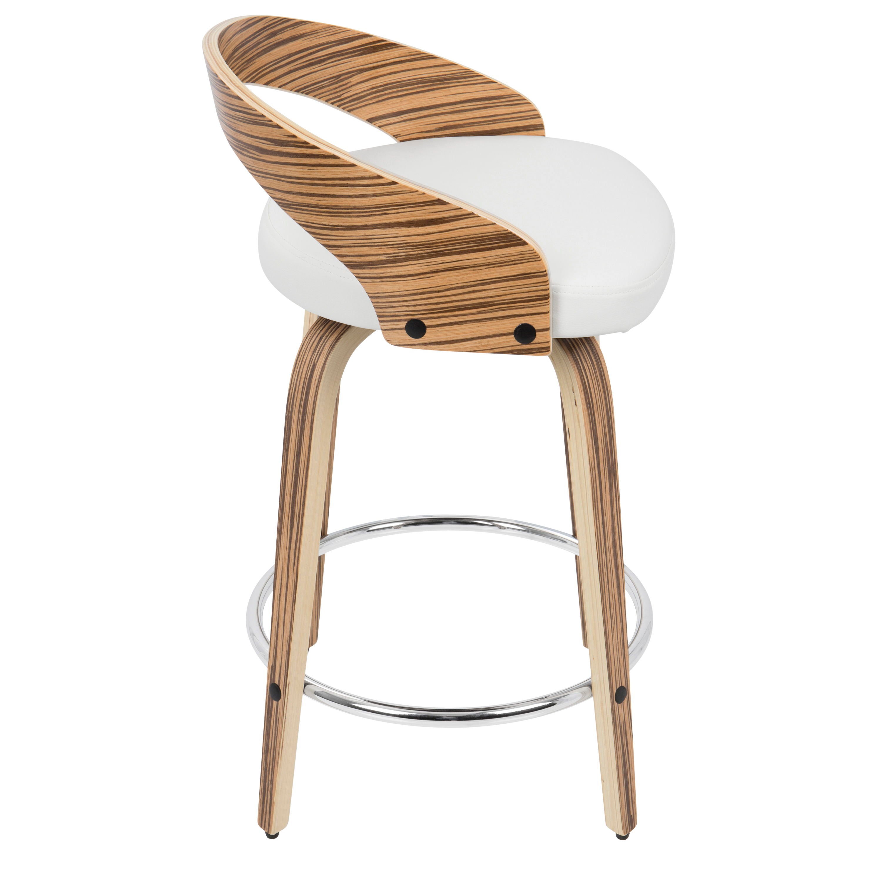 Grotto - Contemporary Fixed Height Counter Stool &amp; Swivel With Round Footrest (Set of 2)
