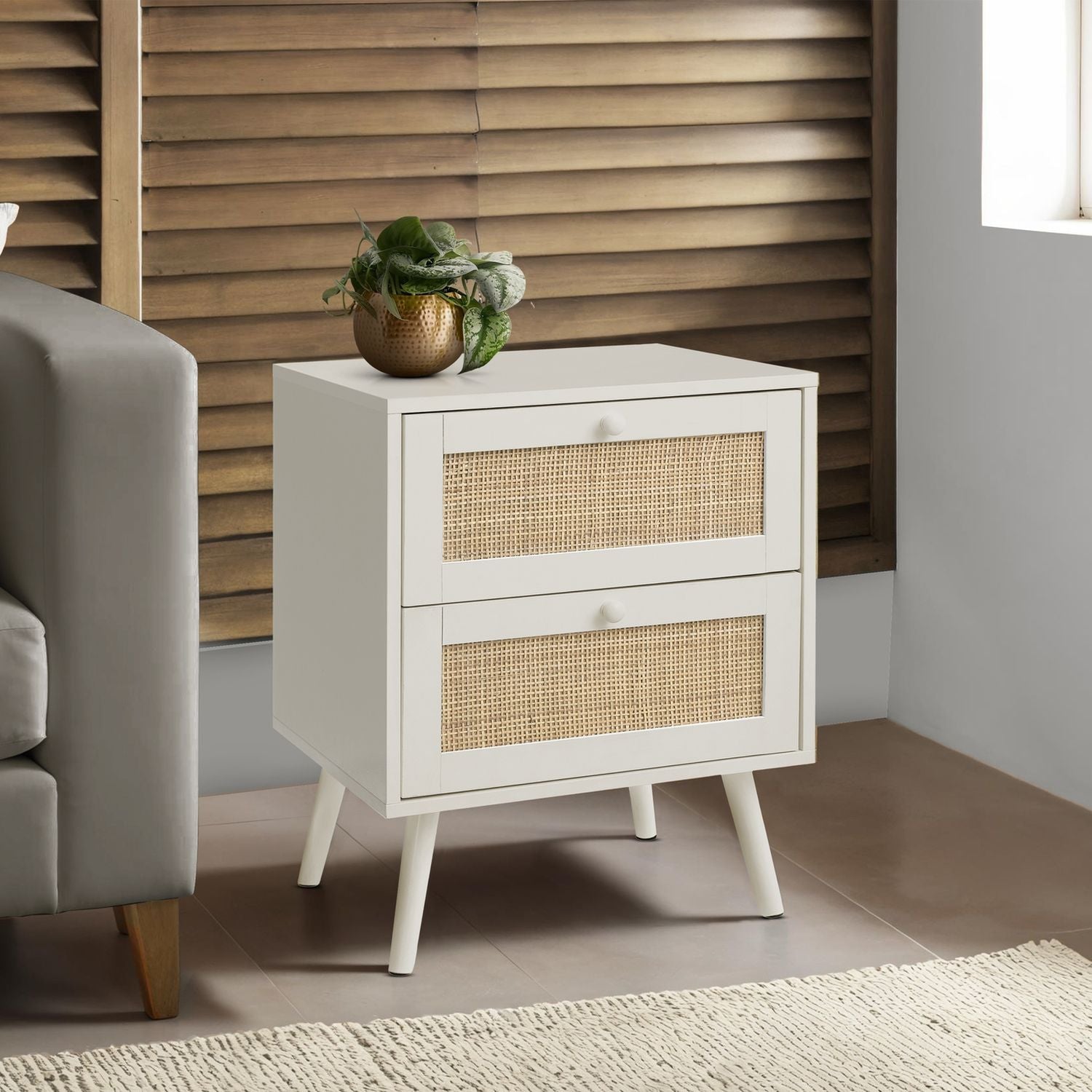 Accent Table &amp; Storage Drawers - White