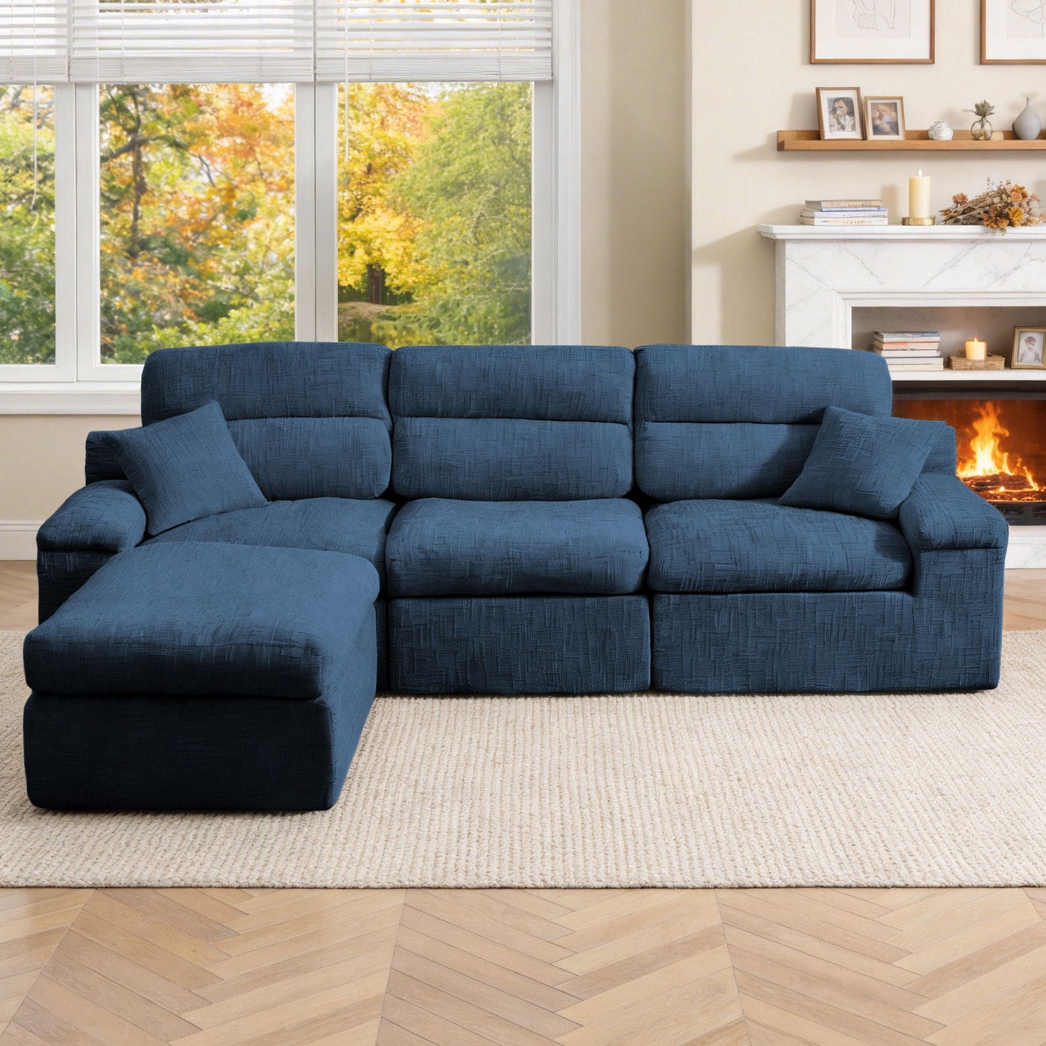 Corner Chaise Sofa With High Backrest