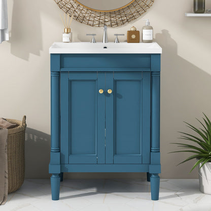 Bathroom Vanity With Top Sink, 2-Tier Modern Bathroom Storage Cabinet