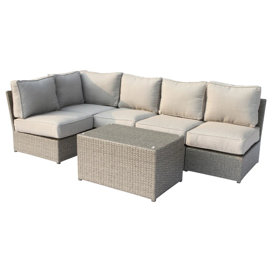 Comfortable Modern Patio Rattan Sectional Set With Cushions