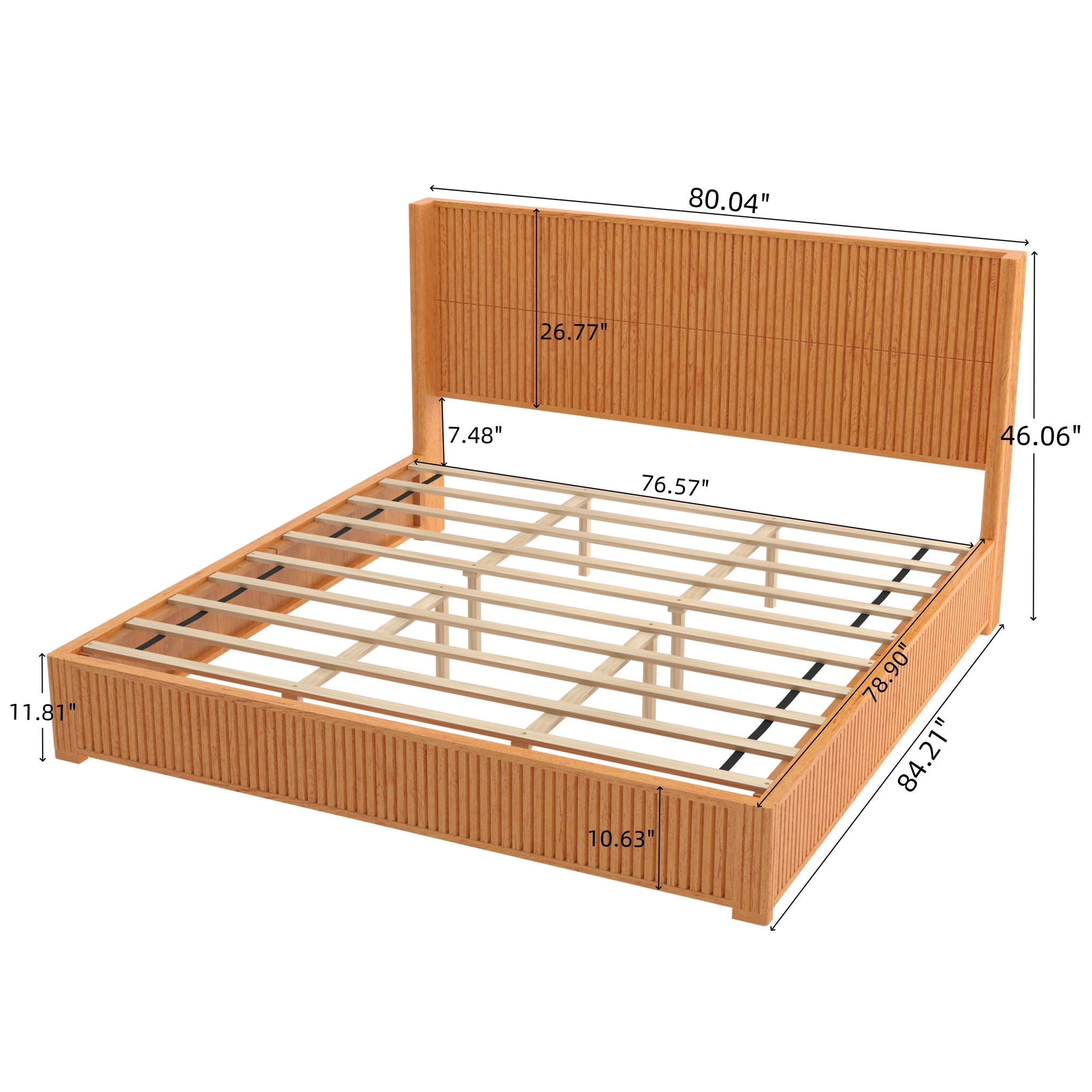 Platform Bed Frame With Headboard, Floor Standing Design