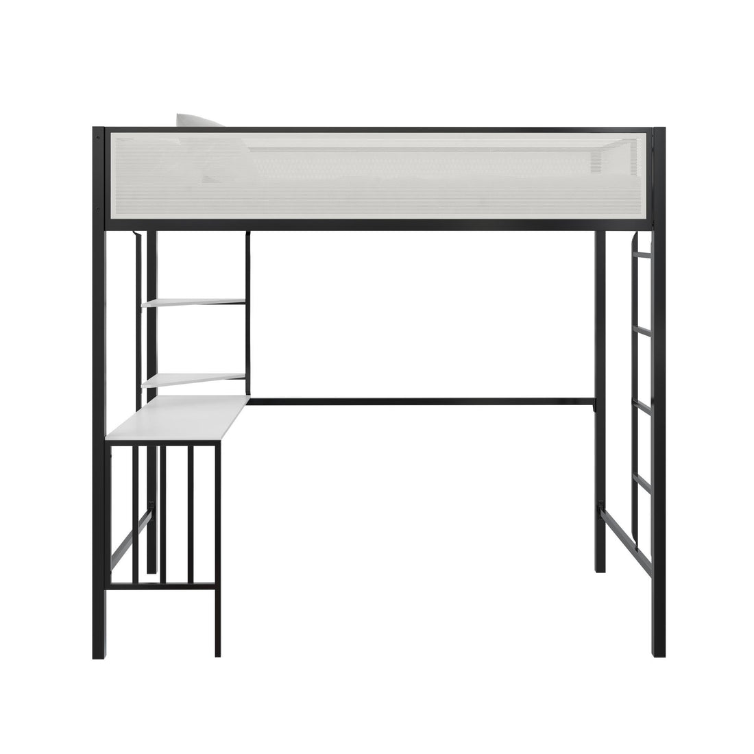 Axel - Twin Loft Bed With Desk &amp; Shelves - Black