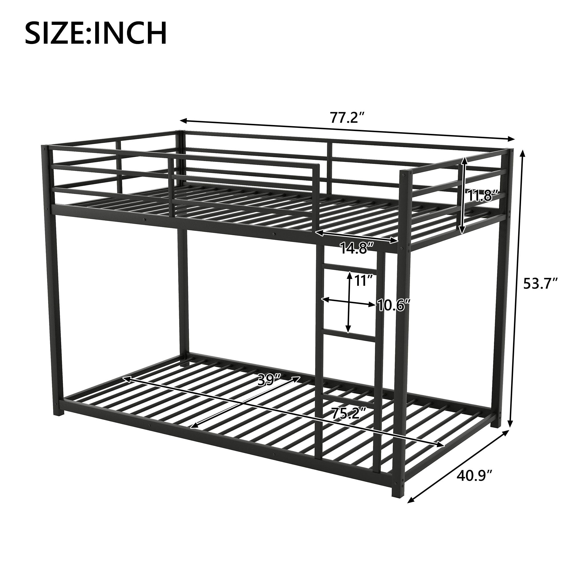 Metal Bunk Bed, Low Bunk Bed With Ladder