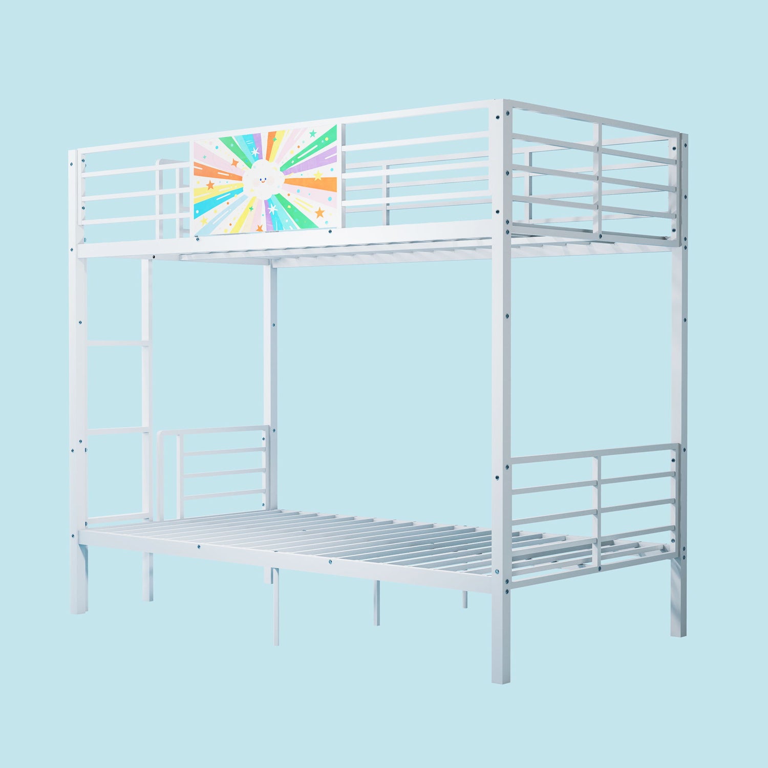 Bunk Bed, Convertible To 2 Separate Twin Size Beds &amp; Full Length Guardrail &amp; Ladder, No Box Spring Needed - White