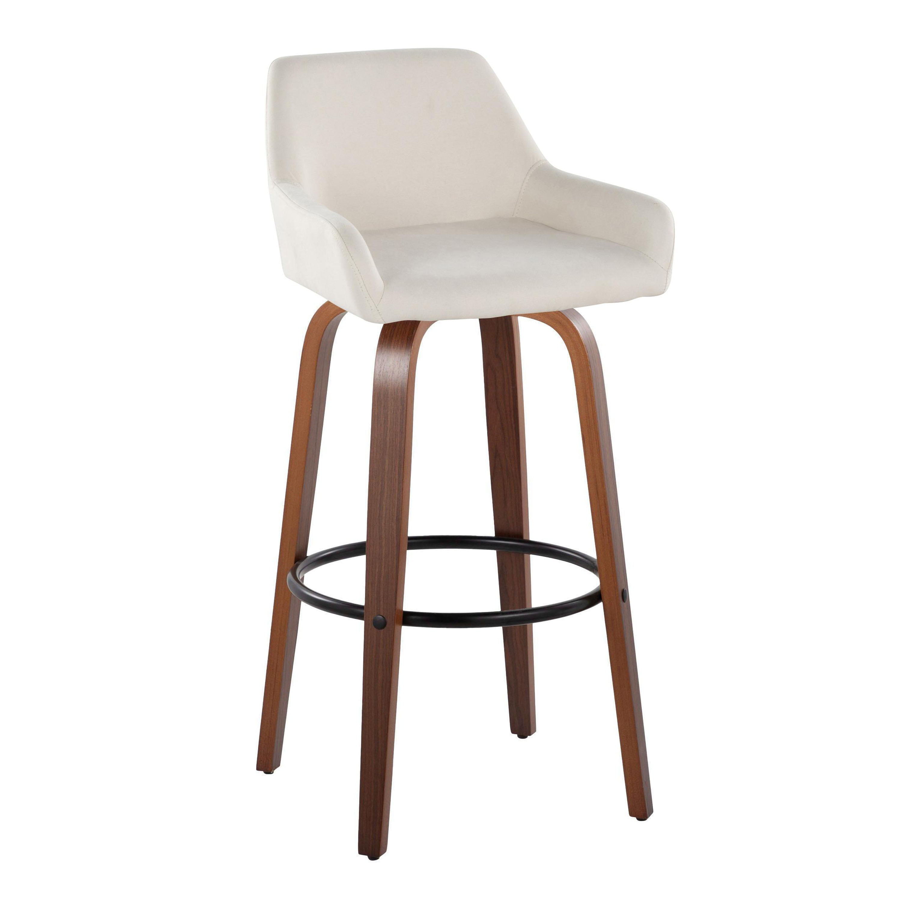 Daniella - Contemporary Fixed Height, Barstool &amp; Swivel And Round Footrest (Set of 2)