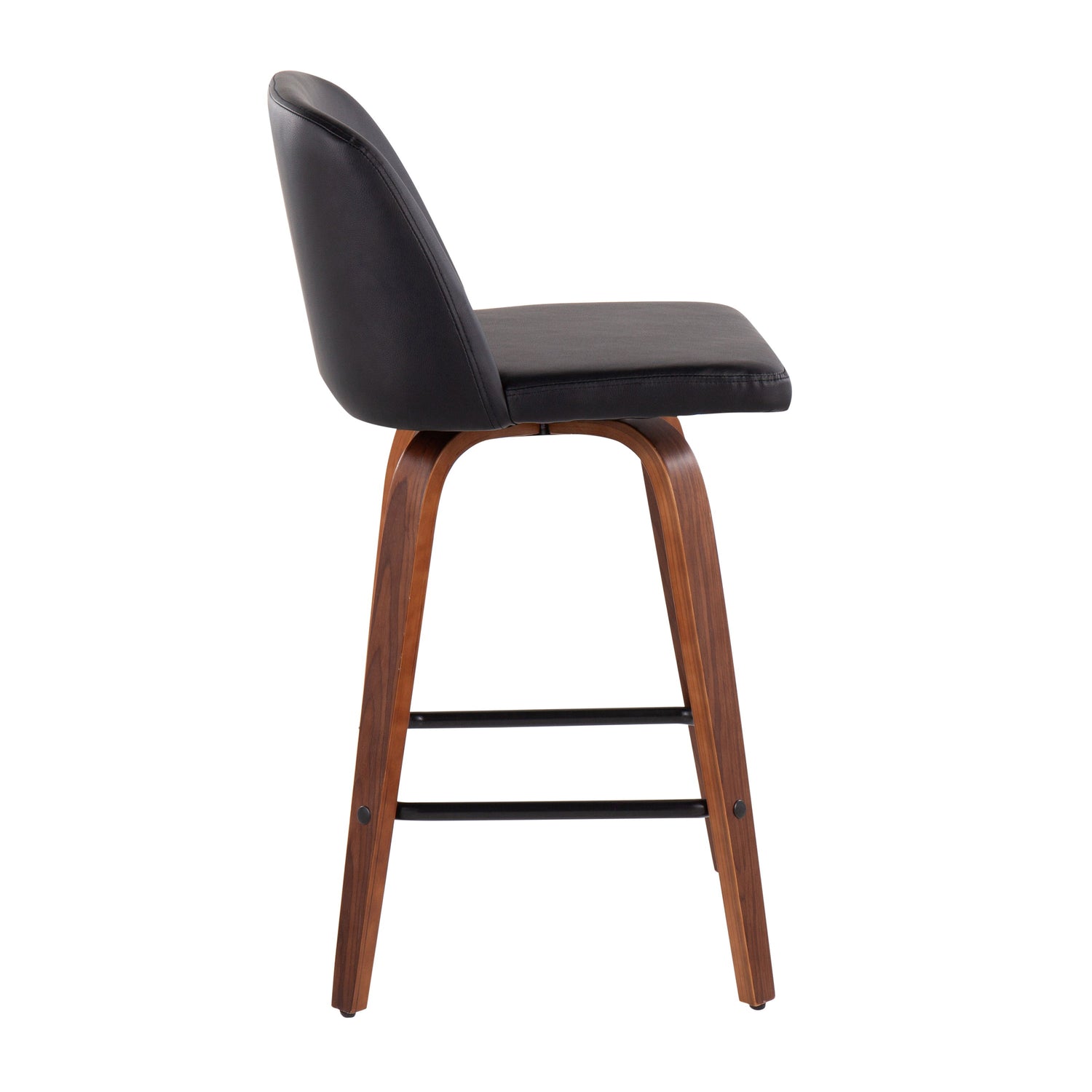Toriano - Mid Century Modern Fixed Height Counter Stool &amp; Square Footrest (Set of 2)