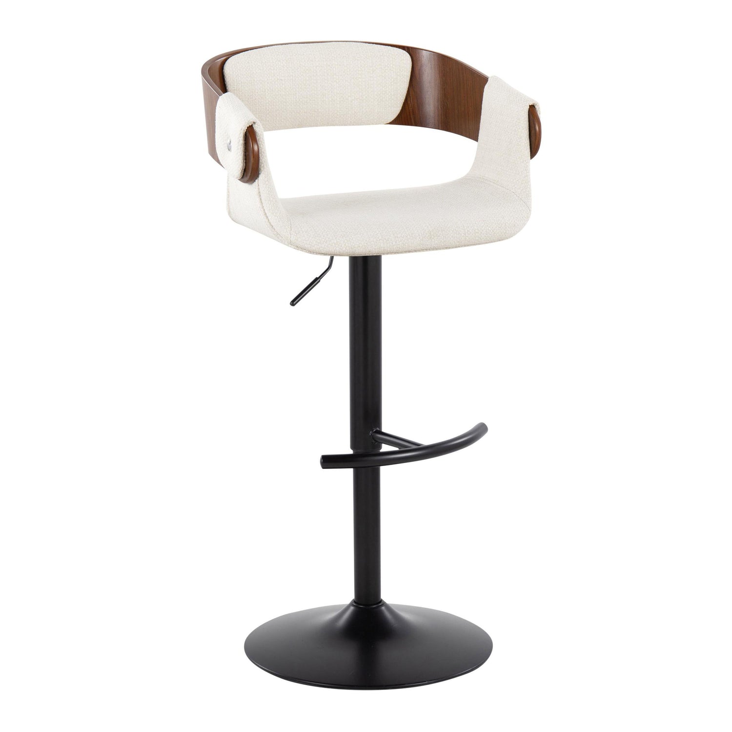 Elisa - Mid Century Modern Adjustable Barstool With Swivel &amp; Rounded T Footrest (Set of 2)
