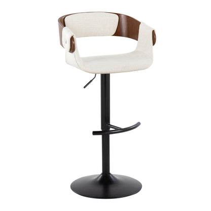 Elisa - Mid Century Modern Adjustable Barstool With Swivel &amp; Rounded T Footrest (Set of 2)