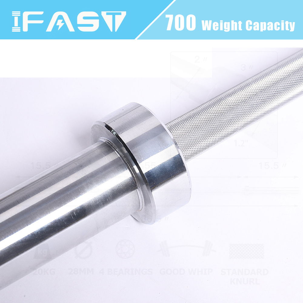 Barbell Bar For 2&quot; Olympic Plates, Home Gym Weightlifting Bar 4Ft Solid Chrome Weight Bar 5Ft Fitness Training Curl Barbell 7.2Ft - Silver