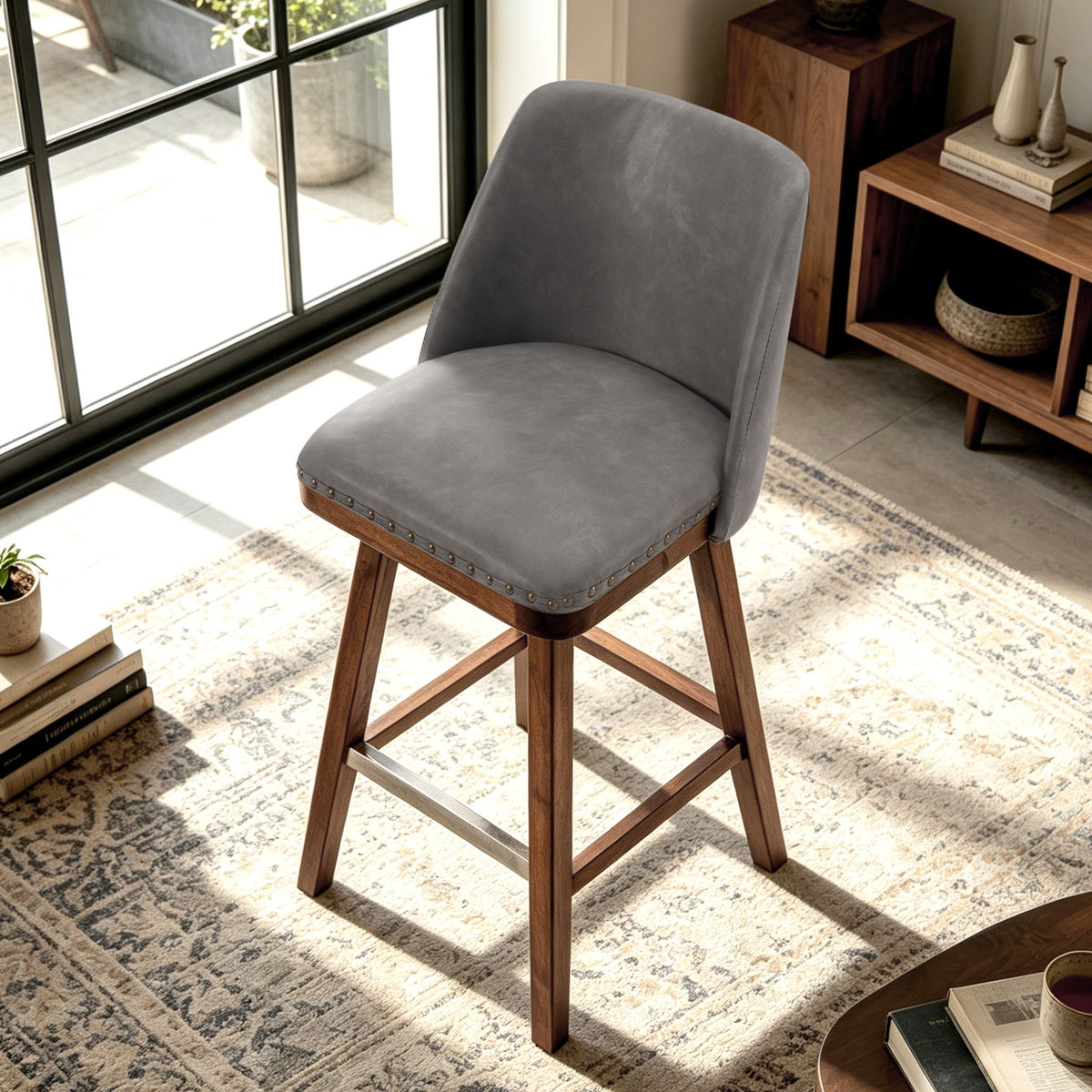 360° Swivel Bar Stool, Counter Height Kitchen Island Chair
