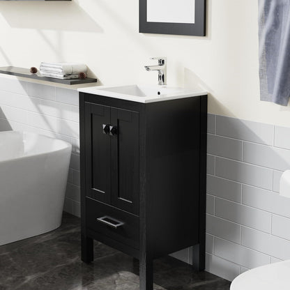 Goodyo - Bathroom Vanity Sink Combo (Cabinet With Water-Grain Top) - Black