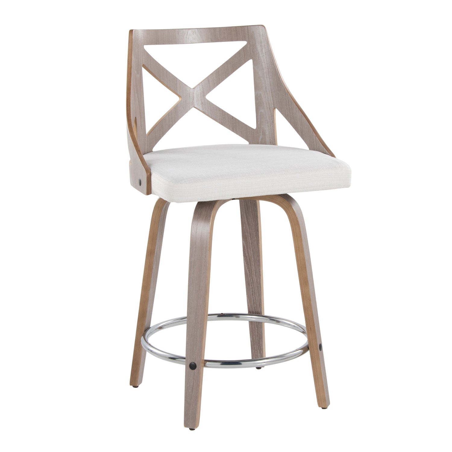 Charlotte - Farmhouse Fixed Height Counter Stool &amp; Swivel With Round Footrest (Set of 2)