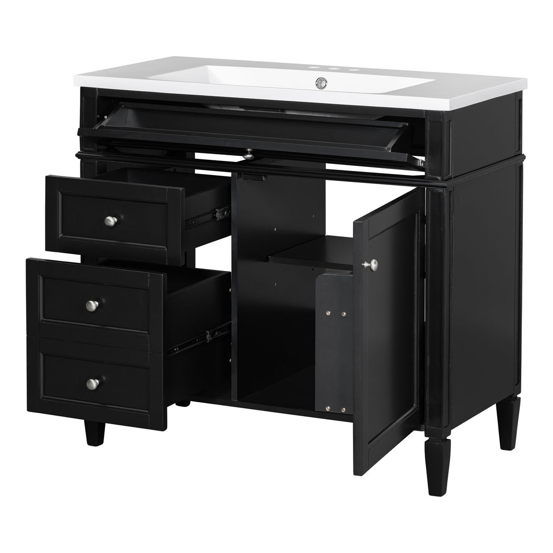 Bathroom Vanity With Top Sink, Storage Cabinet With 2 Drawers And Tip Out Drawer