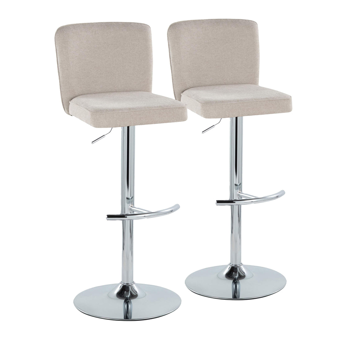 Henry - Contemporary Adjustable Barstool With Swivel &amp; Rounded T Footrest (Set of 2)
