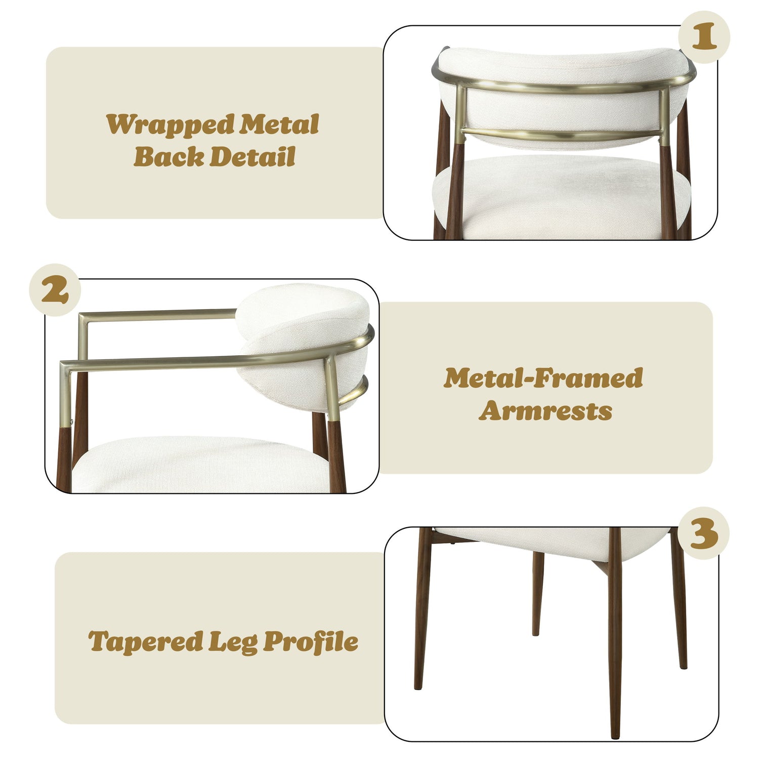 Clayten - Arm Chair (Set of 2) - Brown Oak / Off White