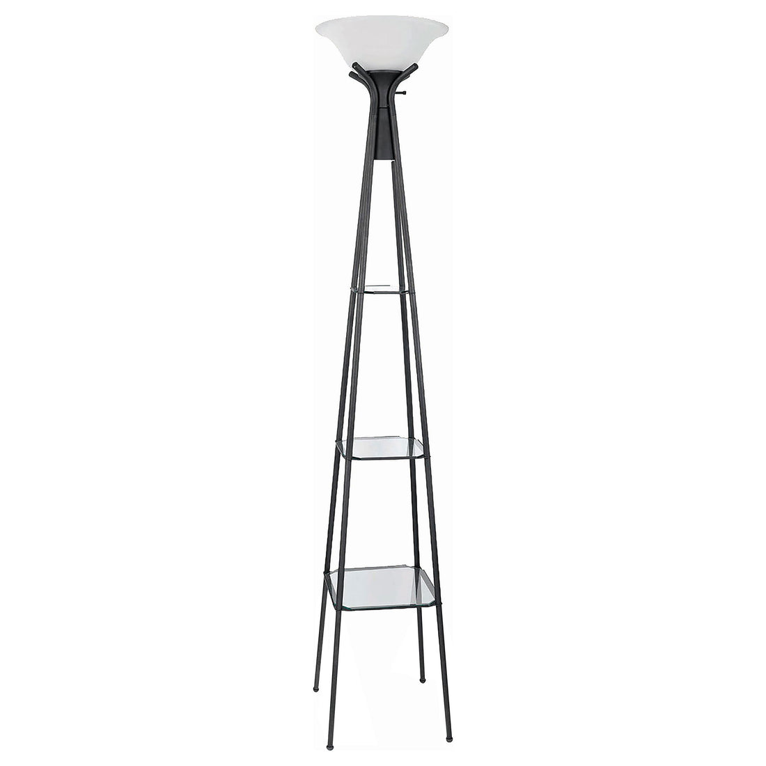 Sentinel - 3 Shelf Frosted Torchiere Floor Lamp With Shelves - Black