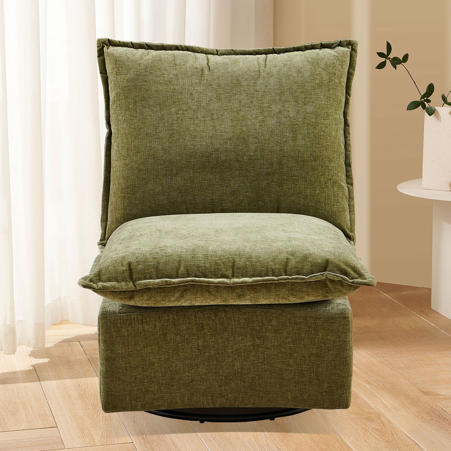 Detachable Chenille Single 360 Swivel Rocking Rocker, 360 Swivel Sofa Chair &amp; Single Sofa Lounge, Comfortable Seating For Living Room &amp; Bedroom Sofa 1 Piece