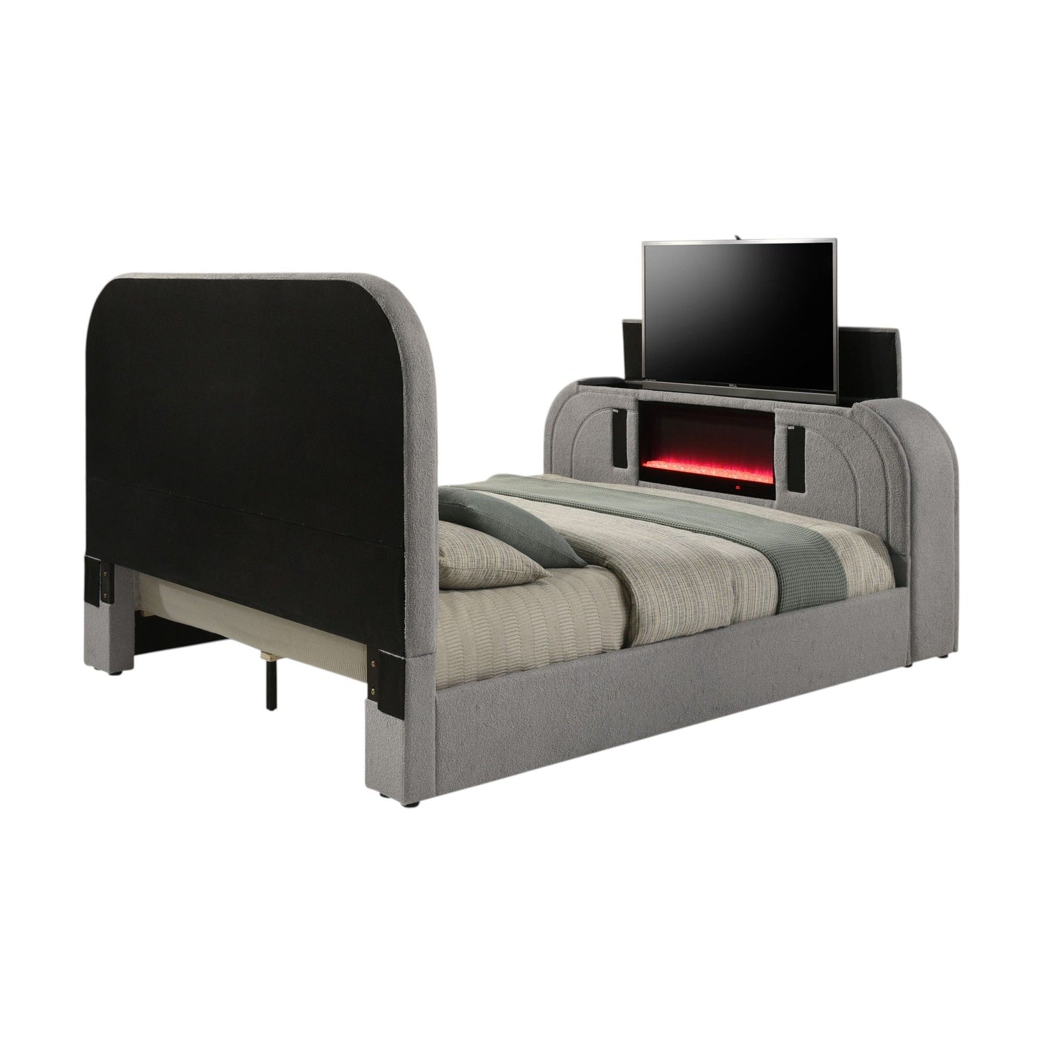 Shelyn - Bed With LED, TV Stand, Fireplace &amp; Bluetooth