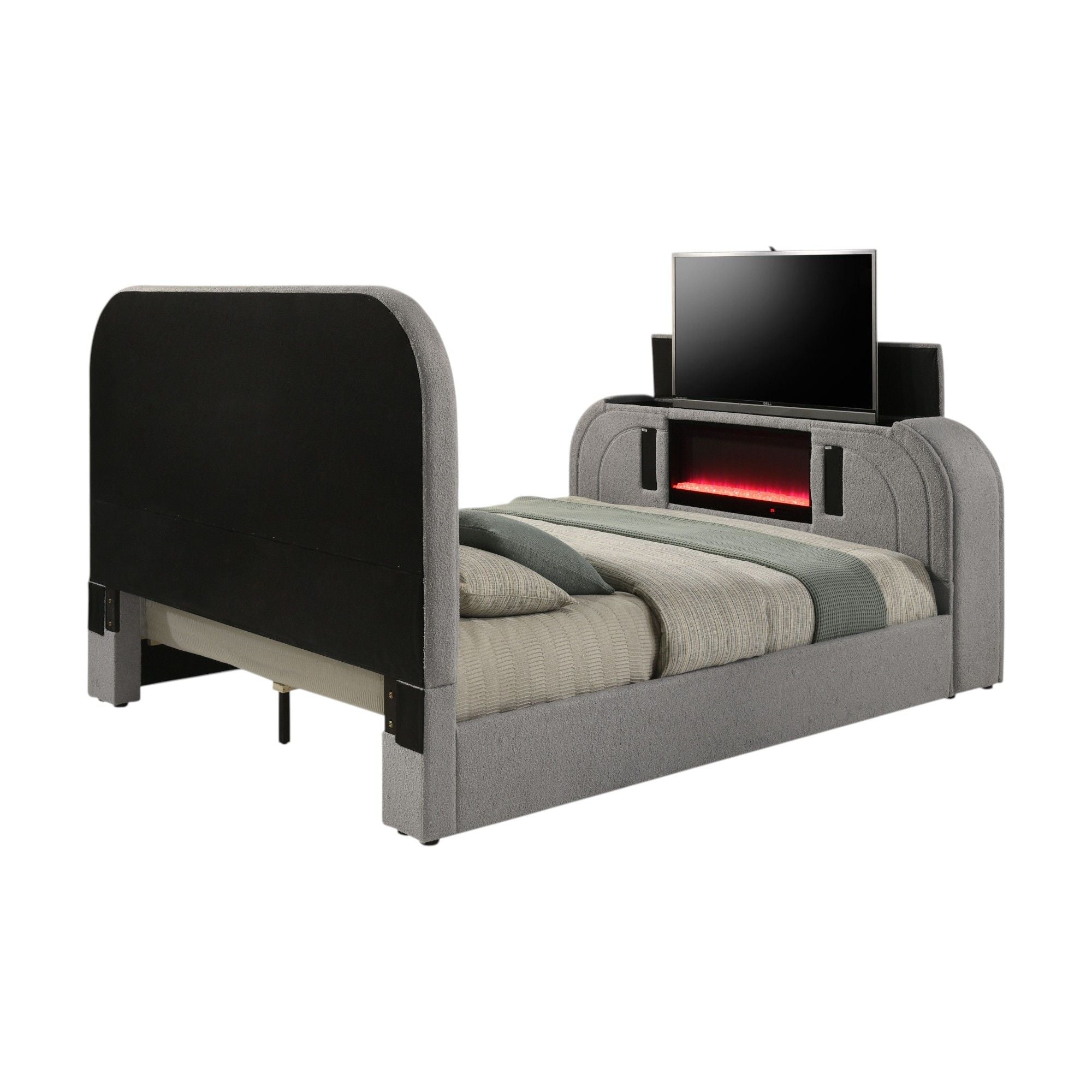 Shelyn - Bed With LED, TV Stand, Fireplace &amp; Bluetooth