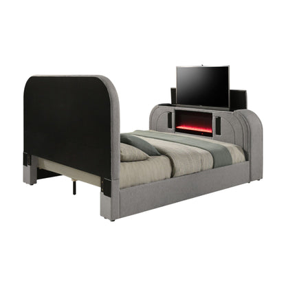 Shelyn - Bed With LED, TV Stand, Fireplace &amp; Bluetooth