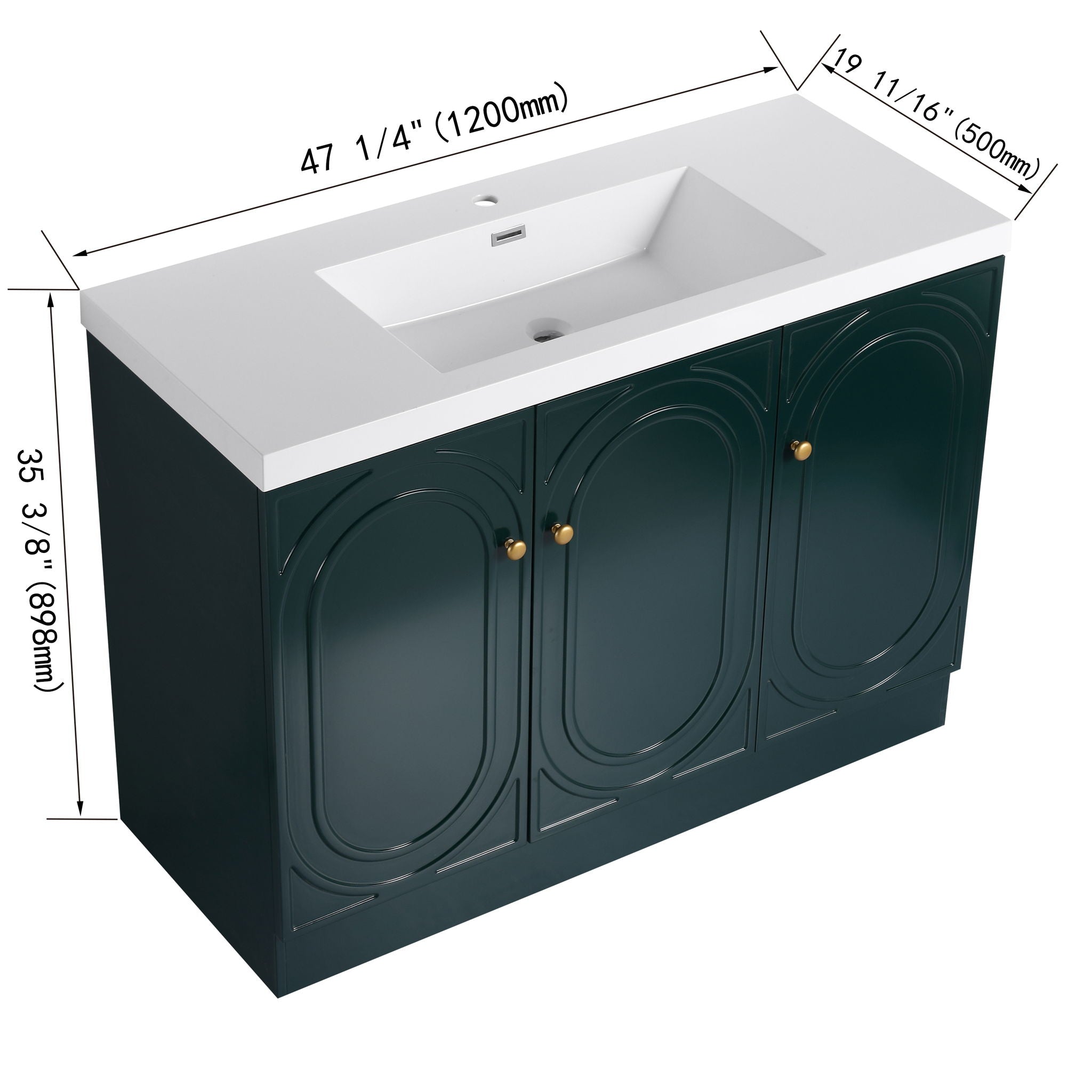 Contemporary Freestanding Bathroom Vanity With Resin Sink &amp; Soft-Close Cabinet Doors