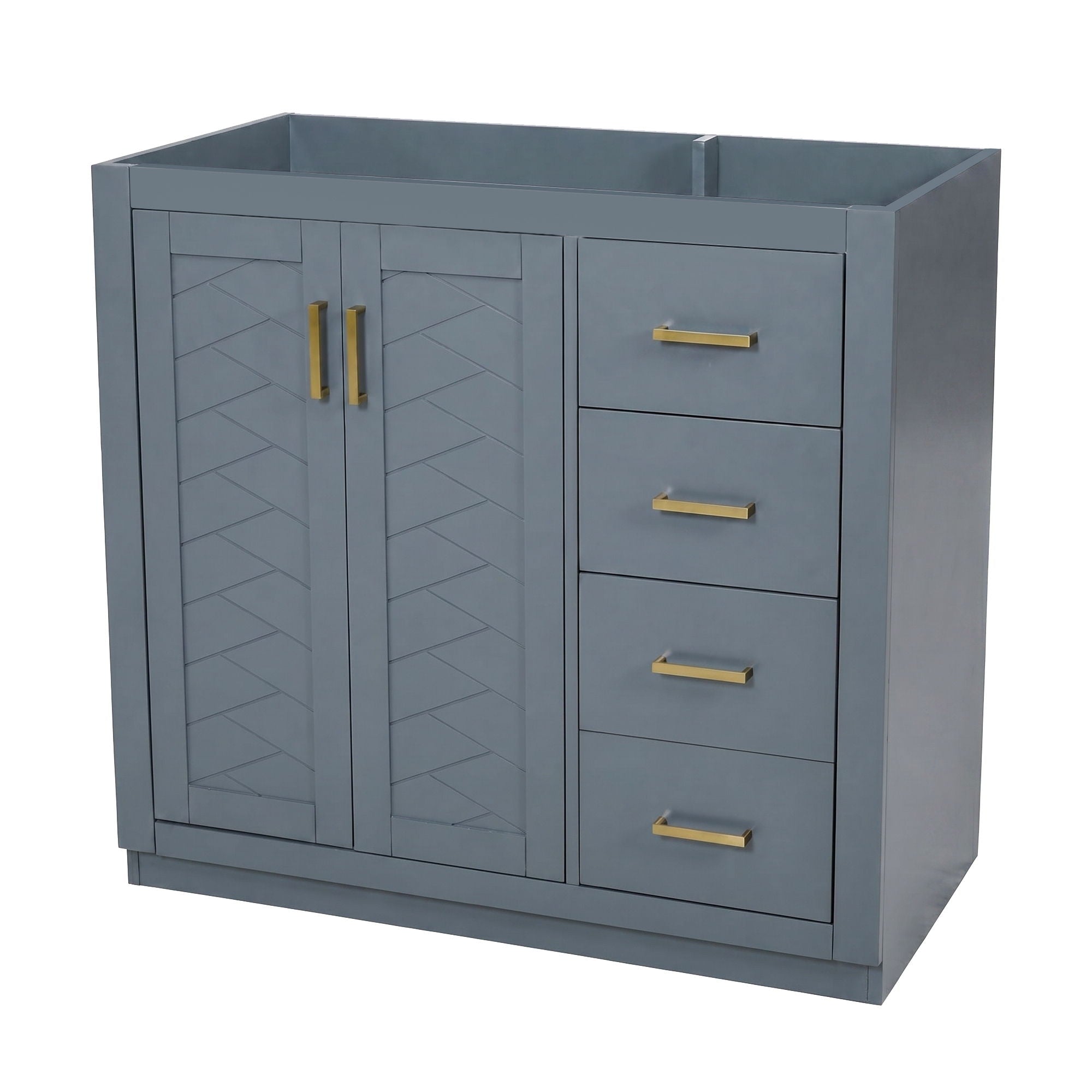 Retro Style Bathroom Vanity, 3 Drawers &amp; Soft Closing Doors