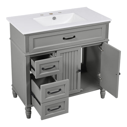 Bathroom Vanity With Sink, Freestanding Cabinet &amp; Drawers