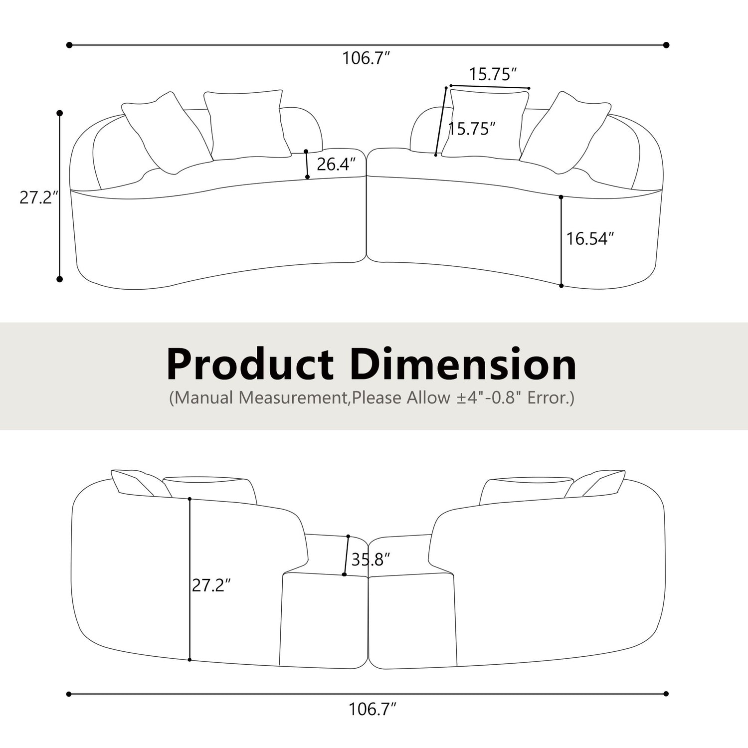 Curved 4 Seater Full Compression Sponge Sofa
